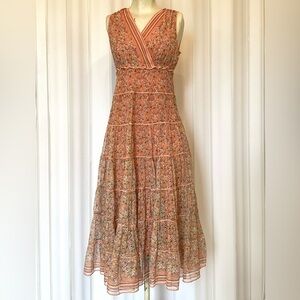 Max Studio S Midi Dress - Blush Floral - Layered Mesh EUC